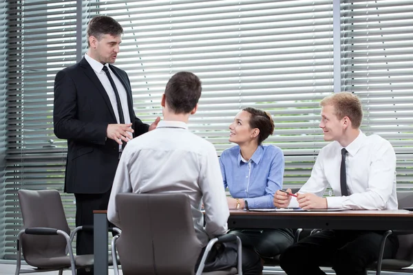 Boss speech during business meeting — Stock Photo, Image