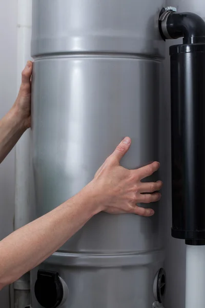 Installation of the boiler — Stock Photo, Image