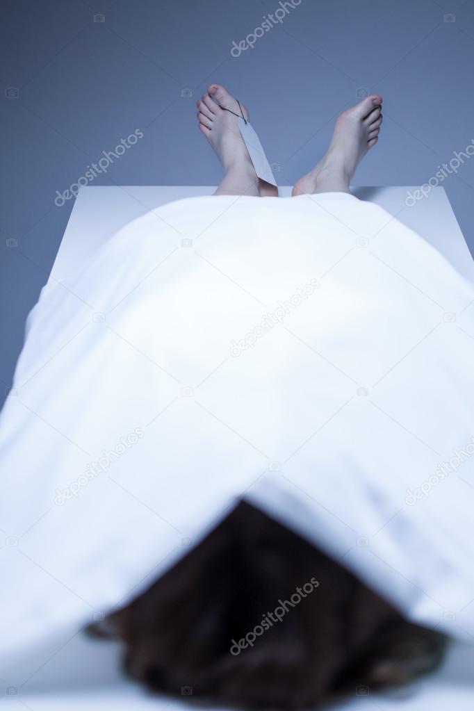 Dead body covered by sheet