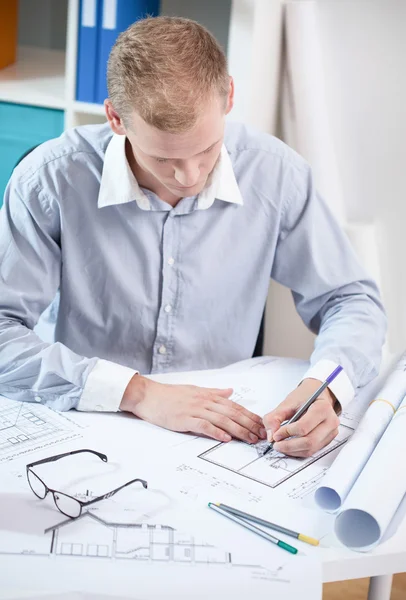 Young architect making a project — Stock Photo, Image