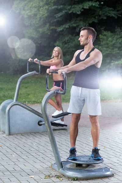 Mutual training in a park — Stock Photo, Image