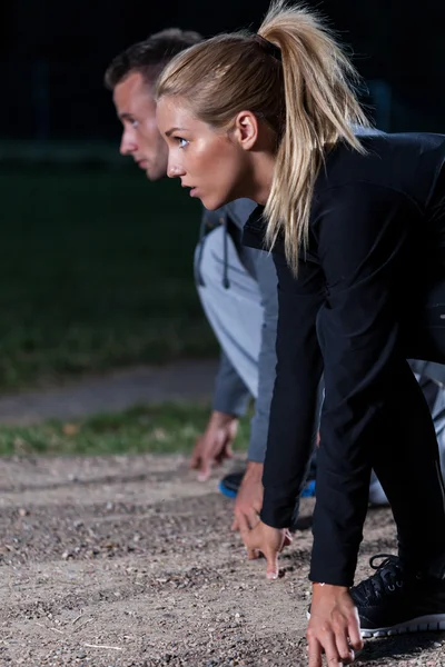 Couple on start before running