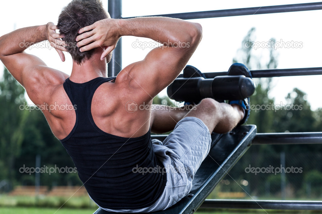 Man training on gym