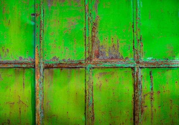 Rusty green painted metal with cracked paint, texture color grunge background — Stock Photo, Image