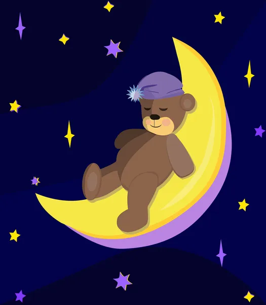 Niedźwiedź śpi na Księżycu — Wektor stockowy