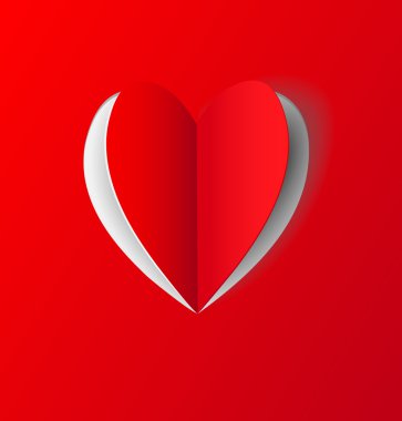 Kırmızı kalp kağıt etiket Valentine's day