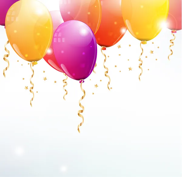Vektor-Luftballons Hintergrund mit Party-Luftschlangen und schönen Konfetti — Stockvektor