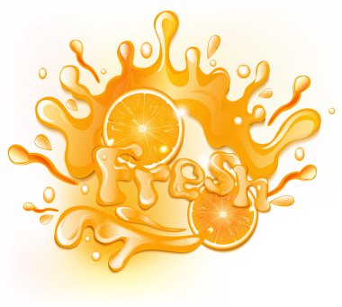 Frame from juice with oranges and an inscription