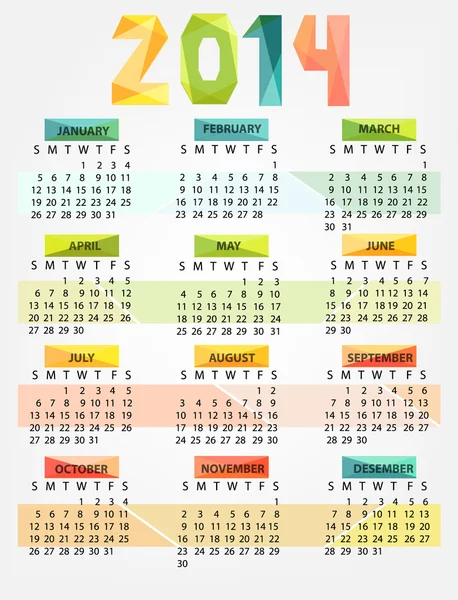 Calendário moderno 2014 — Vetor de Stock