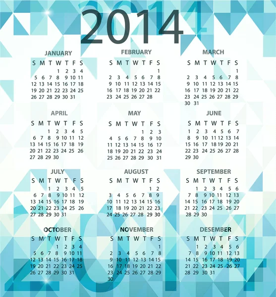 Modern naptár 2014 háromszög alapon. — Stock Vector
