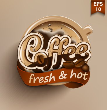 bir fincan kahve ile poster.