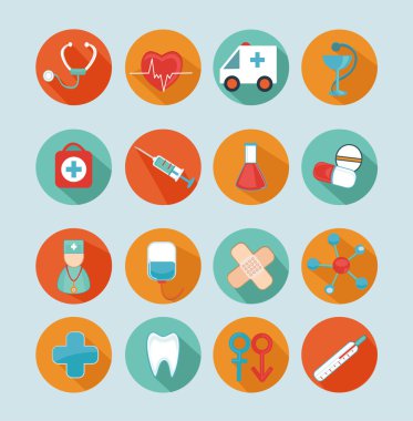 tıbbi düz Icons set.