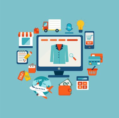 online alışveriş için kavram simgeler.