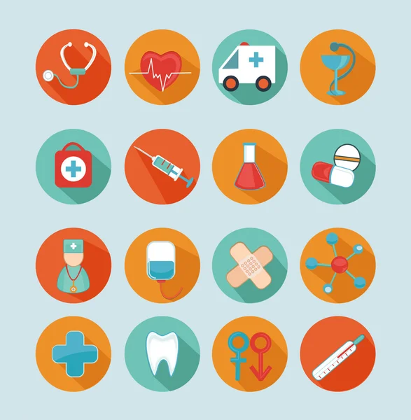 Set medical flat icons. — Stock Vector