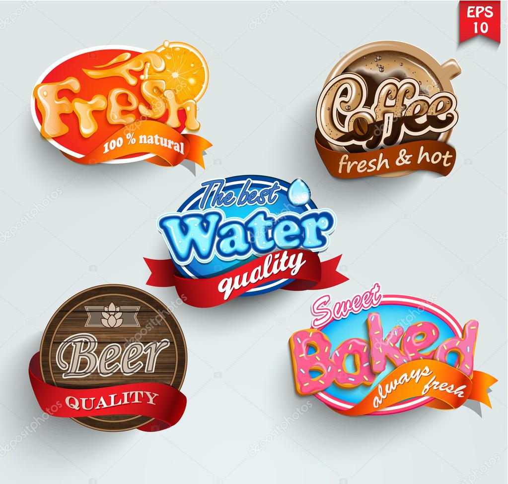 Set of stickers of drinks