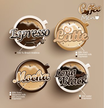 Coffee icon set menu.