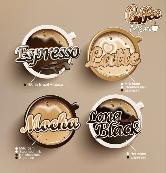 Kávé ikonkészlet menü. Jogdíjmentes Stock Illusztrációk