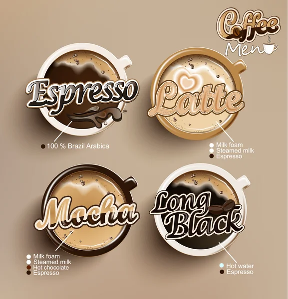 Menu conjunto ícone de café . Ilustrações De Bancos De Imagens Sem Royalties