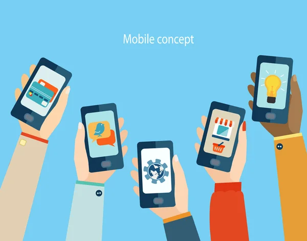 Mobile apps, Design piatto Illustrazione Stock