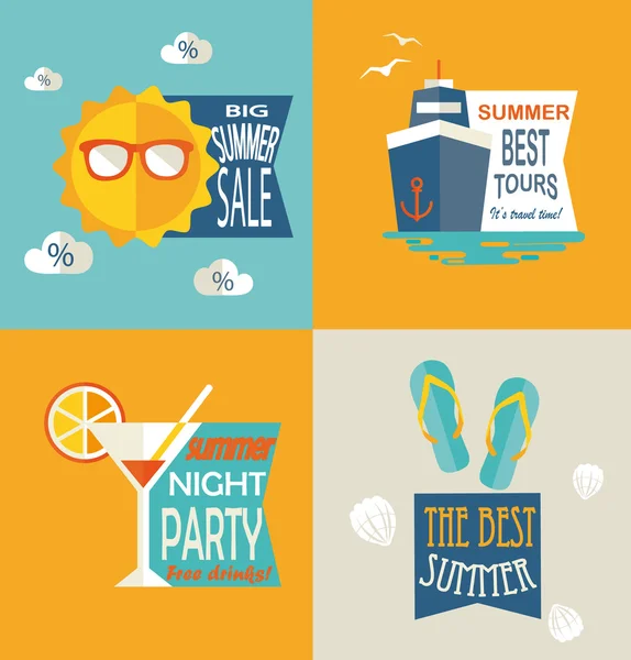 Summer holidays labels — Stock Vector