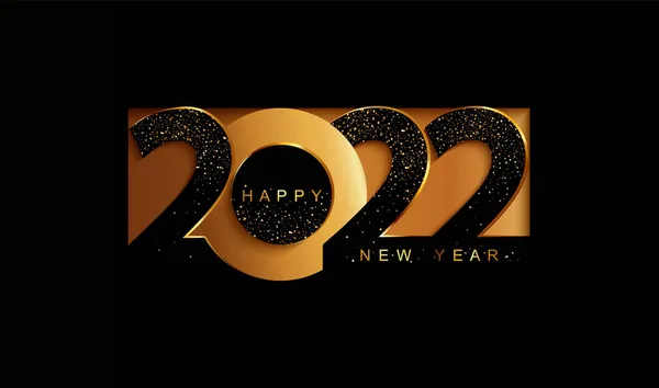 Наступающим Новым 2022 Годом Золотой Бумажный Баннер Бумажном Стиле Листовками — стоковый вектор