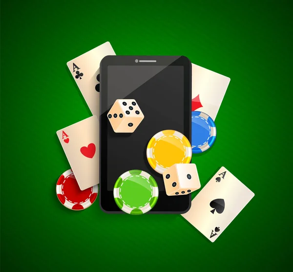 Poker Online Mobile Devices Online Casino Smartphone Web Landing Page — Vettoriale Stock