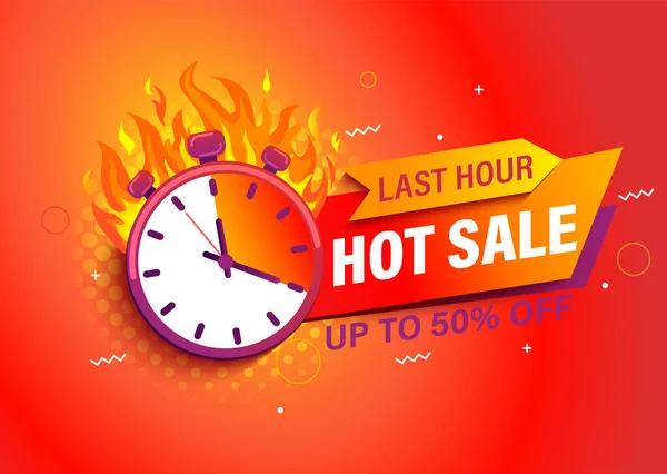 Last Hour Offer Hot Sale Bright Banner Értékesítés Visszaszámlálás Jelvény — Stock Vector