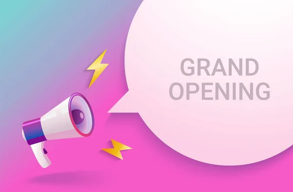 Megaphone Speech Bubble Grand Opening Announce Social Media Marketing Template Vector Graphics