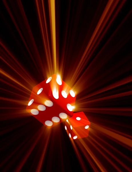 Red Dice with Light Beams — Stock Photo, Image