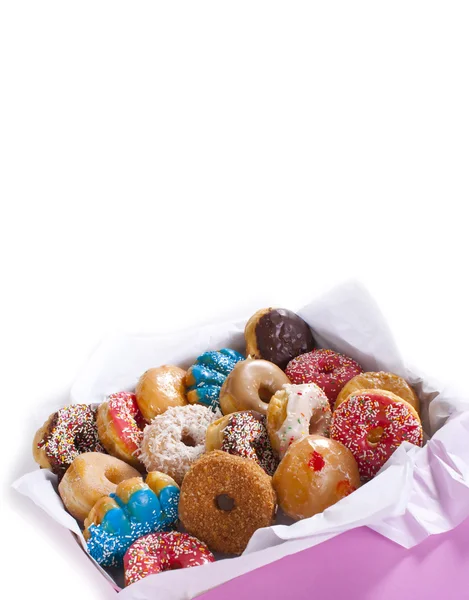 Assorted Colorful Donuts in Box — Stock Photo, Image