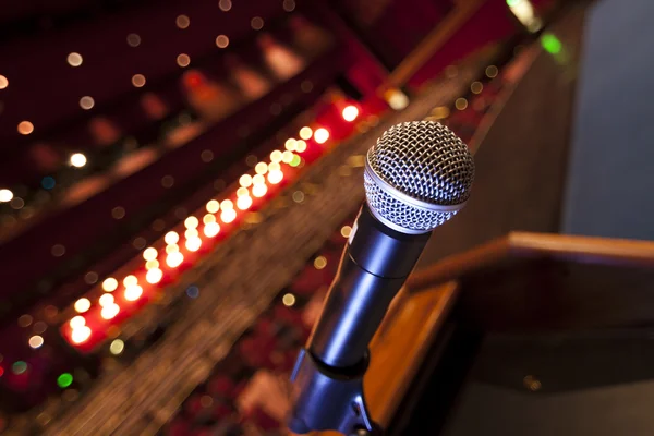 Microphone on Podium in speaking auditorium. — Stock Photo, Image