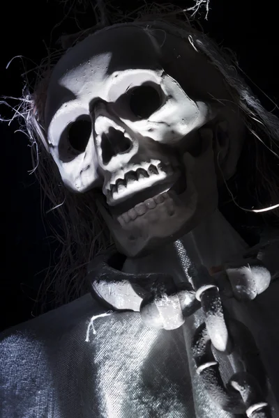 Esqueleto com corrente no pescoço — Fotografia de Stock