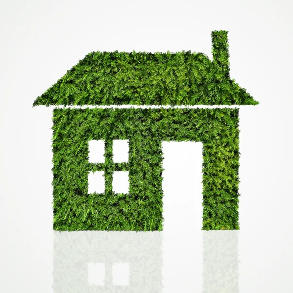 House icon made of green tree on white background — Stock Photo, Image