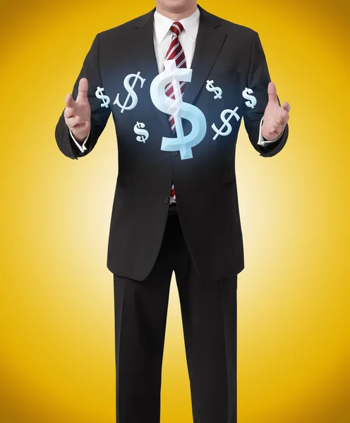 Businessman and dollar signs — Stock Photo, Image