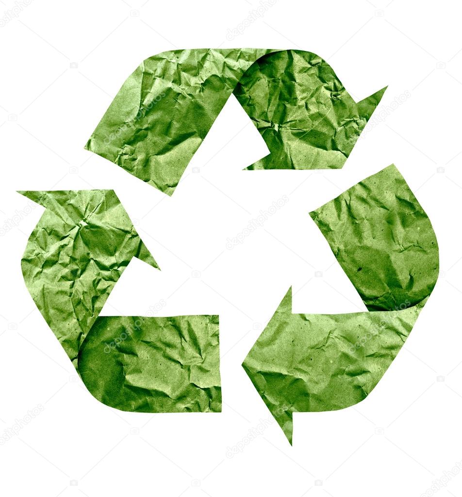 Recycle symbol made of paper