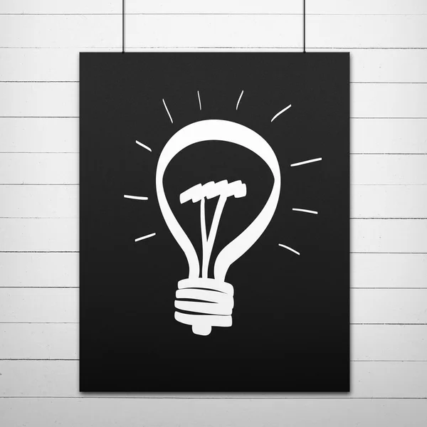 Black poster with lamp on it — Stock Photo, Image