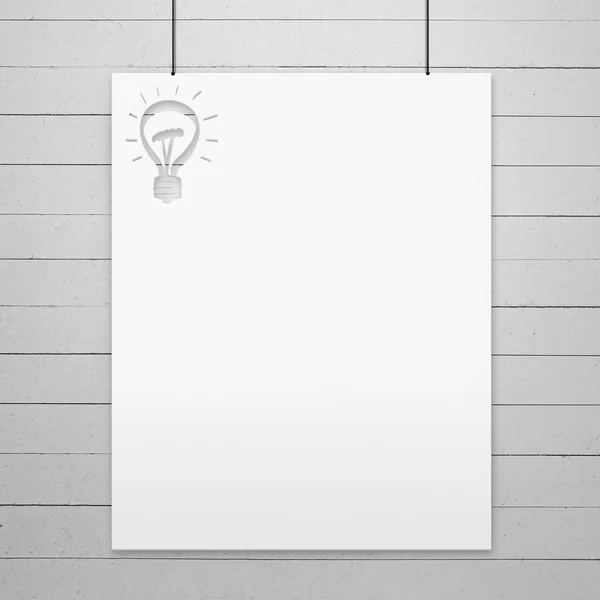 White poster on a rope with lamp — Stock Photo, Image