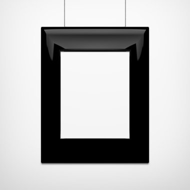black picture frame on a white wall clipart