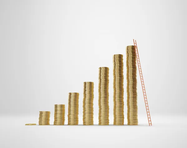 Diagrama de moedas com ledder — Fotografia de Stock