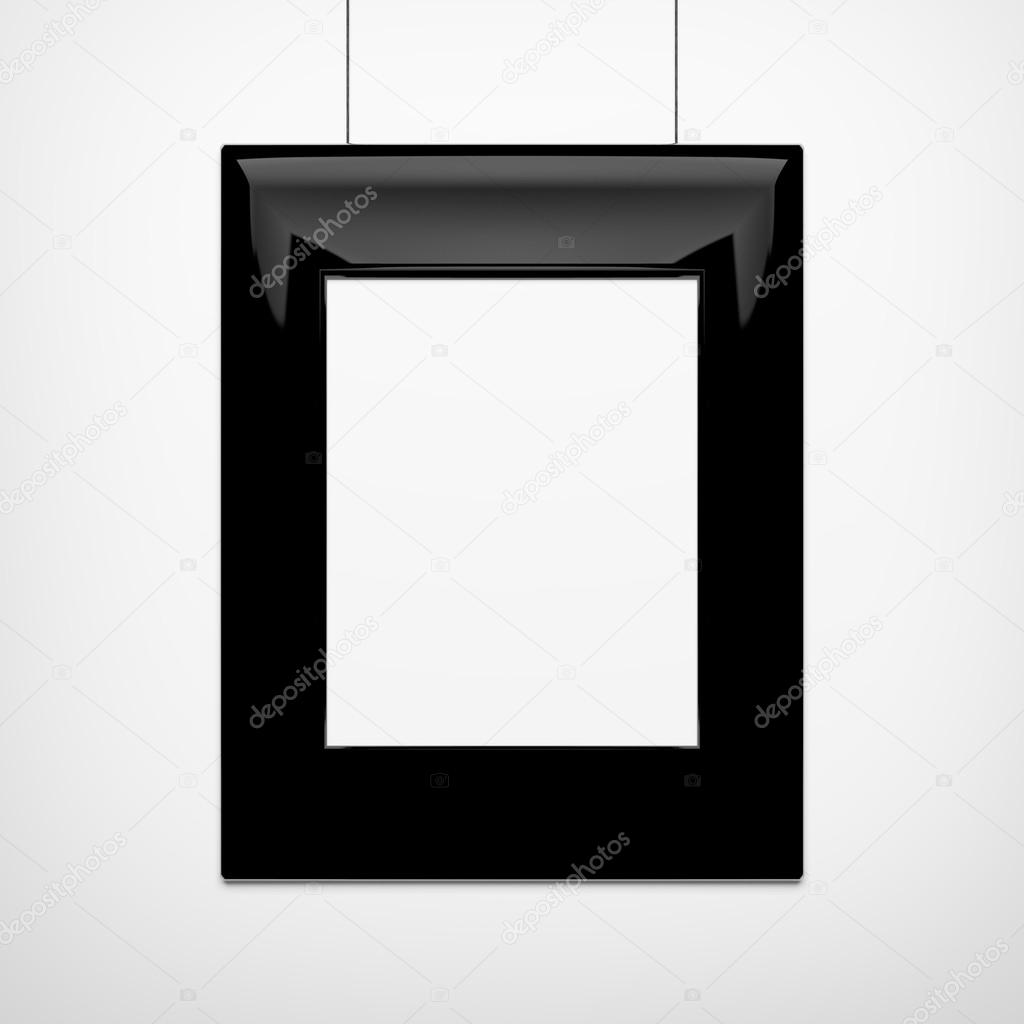 black picture frame on a white wall