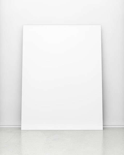 White room with poster on wall