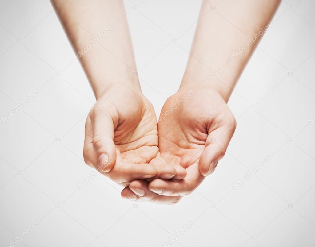 Two cupped hands isolated on white background