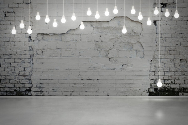 White lamps on cracked wall