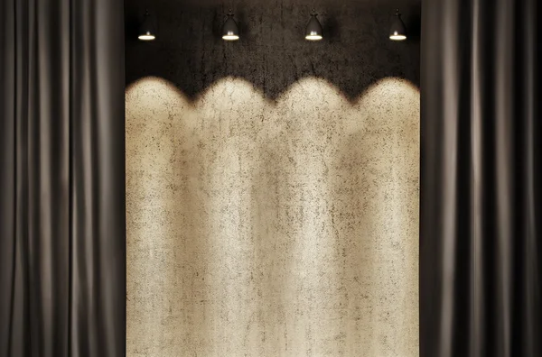 Escenario de pared con cortinas negras — Foto de Stock