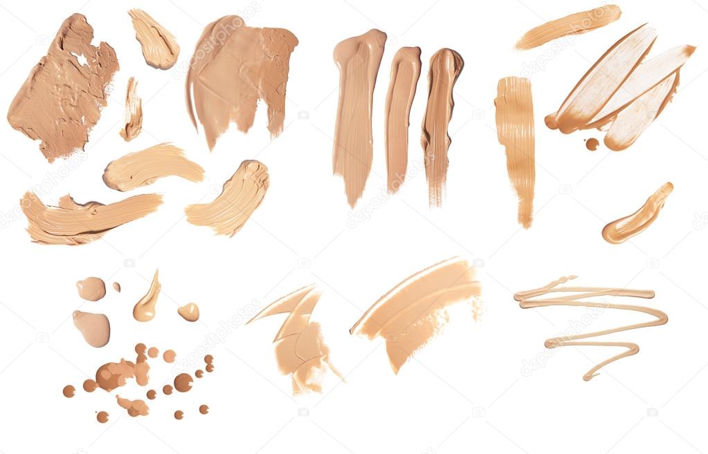Closeup foundation huge set isolated on a white
