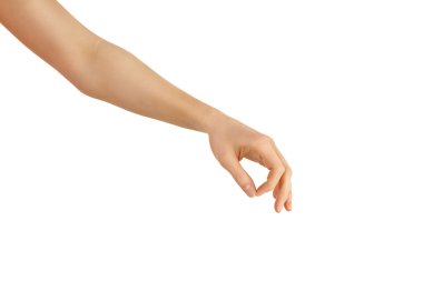 boş kadın el beyaz izole iki parmağınızla tutarak