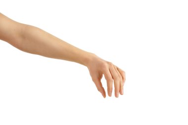 boş kadın el tutuşma evresinin beyaz bir arka plan üzerinde