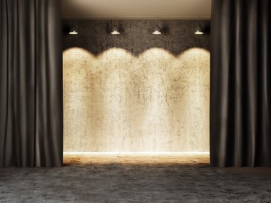 Vintage sahne siyah perde ile