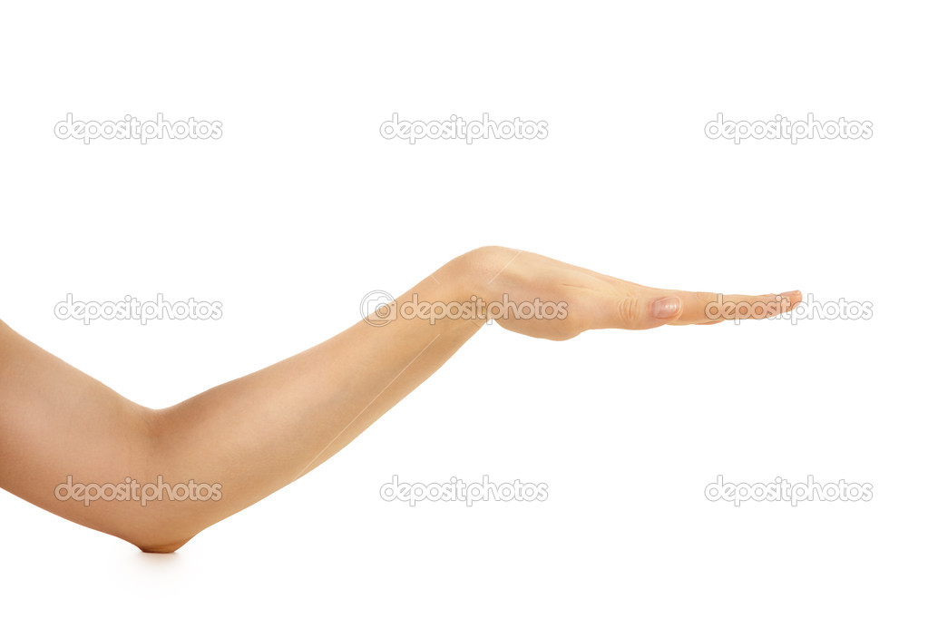 Empty woman hand isolated on white