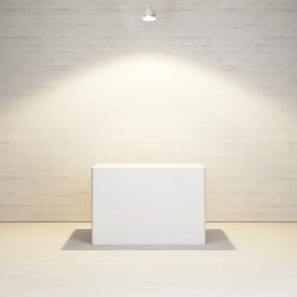 Presentation cube into white interior — Stock Photo, Image